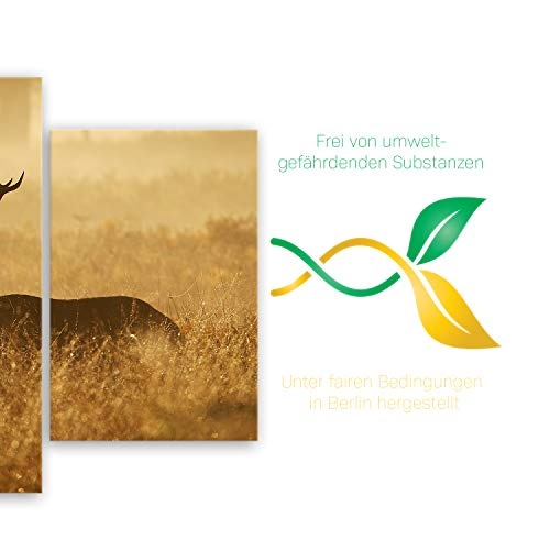 ge Bildet® hochwertiges Leinwandbild - Hirsch in der Natur - 100 x 70 cm einteilig 1259