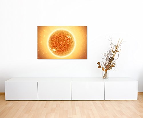 XXL Fotoleinwand 120x80cm Sonne mit Schärfentiefe auf Leinwand exklusives Wandbild moderne Fotografie für ihre Wand in vielen Größen