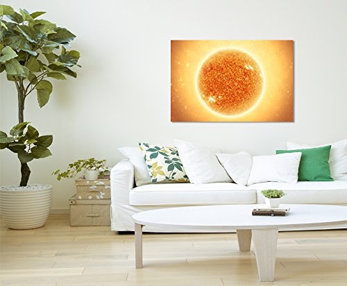 XXL Fotoleinwand 120x80cm Sonne mit Schärfentiefe auf Leinwand exklusives Wandbild moderne Fotografie für ihre Wand in vielen Größen