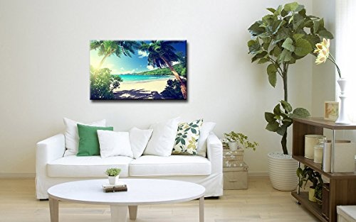 Berger Designs - Bild auf Leinwand als Kunstdruck in verschiedenen Größen. Traumhafter Strand auf den Seychellen. Beste Qualität aus Deutschland (60 x 40 cm (BxH))