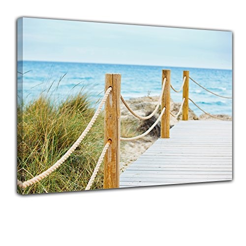 Wandbild - Schöner Weg zum Strand - Bild auf Leinwand - 40x30 cm - Leinwandbilder - Urlaub, Sonne & Meer - Sommer - Ostsee - Nordsee - Dünen