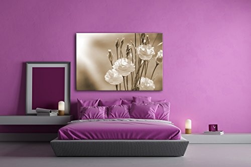 deyoli weißer Blumenstrauß Format: 80x60 Effekt: Sepia als Leinwandbild, Motiv fertig gerahmt auf Echtholzrahmen, Hochwertiger Digitaldruck mit Rahmen, Kein Poster oder Plakat