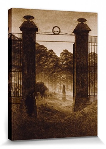 1art1 55607 Caspar David Friedrich - Friedhofseingang, 1825, Sepia Poster Leinwandbild Auf Keilrahmen 80 x 60 cm