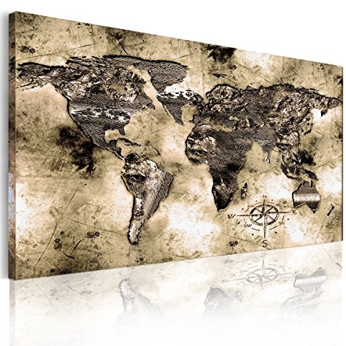 B&D XXL murando - Leinwandbilder Weltkarte 150x90 cm - Bild für die Selbstmontage - Wandbilder XXL - Kunstdruck - Landkarte Geographie Karte sepia k-A-0004-b-c
