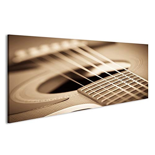 islandburner Bild Bilder auf Leinwand Gitarre Sepia Vintage Effekt Wandbild Leinwandbild Poster