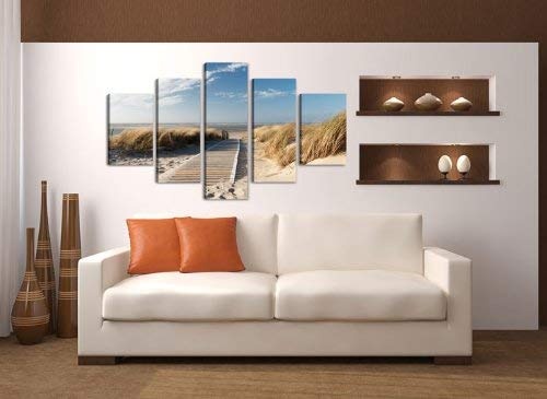 Visario Leinwandbilder 5517 Bilder auf Leinwand 160 x 80 cm Ostsee Nordsee 5-teilig, natur