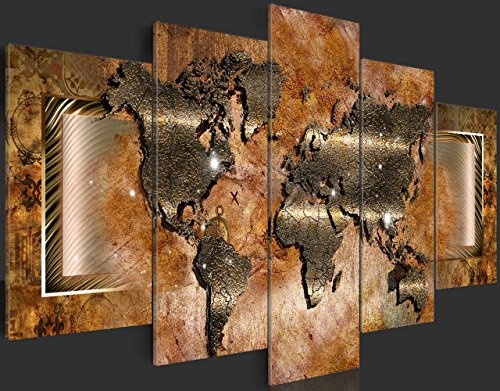 murando - Bilder 100x50 cm Vlies Leinwandbild 5 TLG Kunstdruck modern Wandbilder XXL Wanddekoration Design Wand Bild - Abstrakt Weltkarte 020101-247
