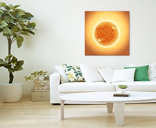 Paul Sinus Art Leinwandbild 60x60cm Sonne mit Schärfentiefe auf Leinwand Exklusives Wandbild Moderne Fotografie für Ihre Wand in Vielen Größen