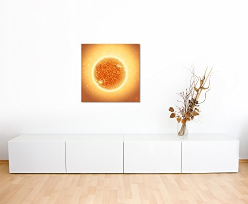Paul Sinus Art Leinwandbild 60x60cm Sonne mit Schärfentiefe auf Leinwand Exklusives Wandbild Moderne Fotografie für Ihre Wand in Vielen Größen