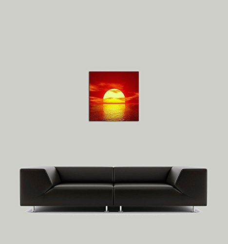 Wandbild - Sonne - Bild auf Leinwand - 40 x 40 cm - Leinwandbilder - Bilder als Leinwanddruck - Urlaub, Sonne & Meer - Sonnenuntergang über dem Meer
