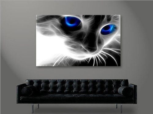 islandburner Bild Bilder auf Leinwand Magic Cat 1p Katze XXL Poster Leinwandbild Wandbild Dekoartikel Wohnzimmer Marke