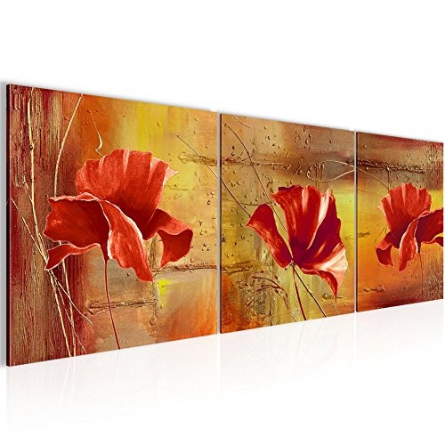Wandbild Blumen Mohnblume Bilder 120 x 40 cm Vlies -...