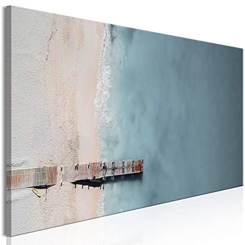 decomonkey Bilder Meer Strand 135x45 cm 1 Teilig Leinwandbilder Bild auf Leinwand Vlies Wandbild Kunstdruck Wanddeko Wand Wohnzimmer Wanddekoration Deko Abstrakt grau beige