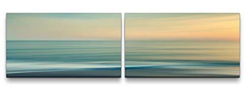 Paul Sinus Art Meer und Himmel 180x50cm - 2 Wandbilder je 50x90cm - Kunstdrucke - Wandbild - Leinwandbilder fertig auf Rahmen