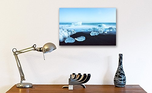 Leinwand 30x40 cm Island Strand hochwertiges Leinwand Bild - Wandbild Kunstdruck