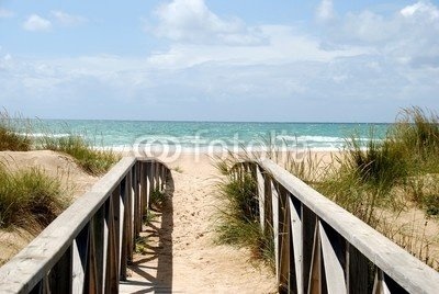 Leinwand-Bild 110 x 70 cm: "Steg zum Strand", Bild auf Leinwand