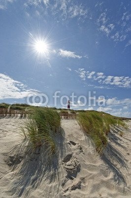 Leinwand-Bild 50 x 80 cm: "Strand mit Leuchtturm am Ellenbogen auf Sylt", Bild auf Leinwand