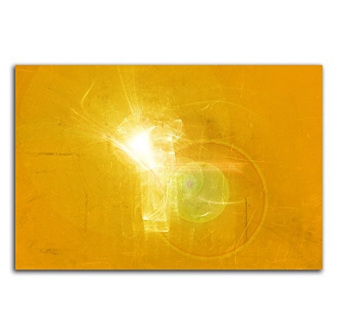 100x70cm Abstrakt048_Leinwandbild Lichtpunkt Abstrakte Kunst gelb weiß Kunstdruck auf Leinwand zeitloses Wohnambiente TOP moderne Wandgestaltung