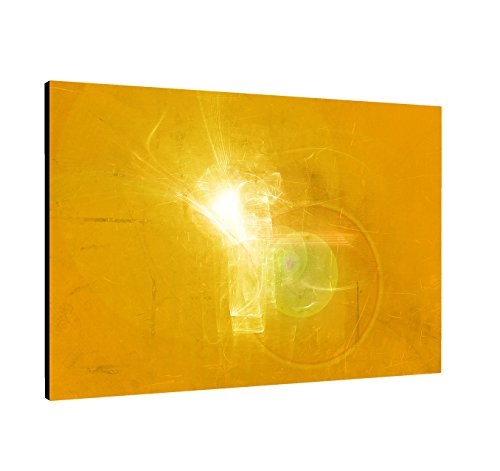 100x70cm Abstrakt048_Leinwandbild Lichtpunkt Abstrakte Kunst gelb weiß Kunstdruck auf Leinwand zeitloses Wohnambiente TOP moderne Wandgestaltung