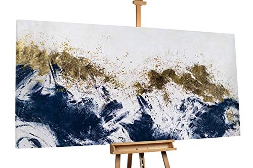 KunstLoft® XXL Gemälde Aufgehende Sonne 200x100cm | original handgemalte Bilder | Abstrakt Modern Schwarz Weiß | Leinwand-Bild Ölgemälde einteilig groß | Modernes Kunst Ölbild