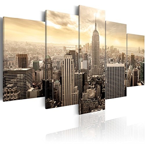 murando - Bilder 200x100 cm Vlies Leinwandbild 5 TLG Kunstdruck modern Wandbilder XXL Wanddekoration Design Wand Bild - City Stadt New York Sepia d-B-0006-b-m