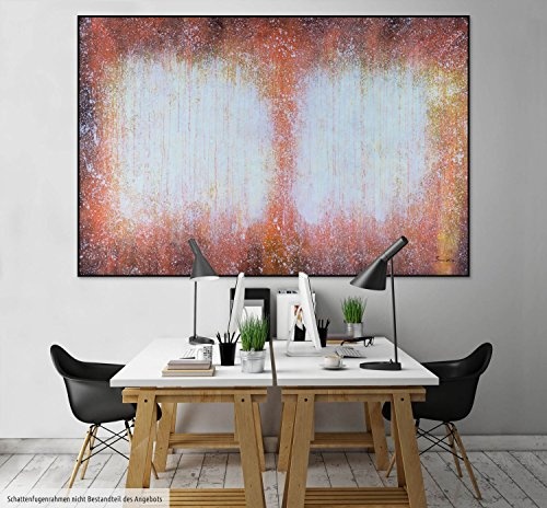 KunstLoft XXL Gemälde Signum der Sonne 180x120cm | Original handgemalte Bilder | Abstrakt Orange Gelb Weiß | Leinwand-Bild Ölfarbegemälde Einteilig groß | Modernes Kunst Ölfarbebild