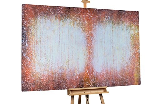 KunstLoft XXL Gemälde Signum der Sonne 180x120cm | Original handgemalte Bilder | Abstrakt Orange Gelb Weiß | Leinwand-Bild Ölfarbegemälde Einteilig groß | Modernes Kunst Ölfarbebild