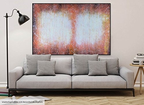 KunstLoft XXL Gemälde Signum der Sonne 180x120cm | Original handgemalte Bilder | Abstrakt Orange Gelb Weiß | Leinwand-Bild Ölfarbegemälde Einteilig groß | Modernes Kunst Ölfarbebild