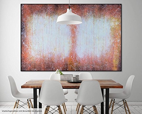 KunstLoft XXL Gemälde Signum der Sonne 180x120cm | Original handgemalte Bilder | Abstrakt Orange Gelb Weiß | Leinwand-Bild Ölfarbegemälde Einteilig groß | Modernes Kunst Ölfarbebild