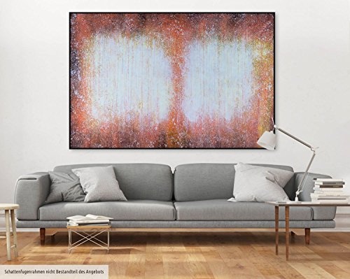 KunstLoft XXL Gemälde Signum der Sonne 180x120cm | Original handgemalte Bilder | Abstrakt Orange Gelb Weiß | Leinwand-Bild Ölfarbegemälde Einteilig groß | Modernes Kunst Ölfarbebild