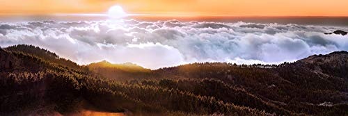 Leinwandbild in Galerie Qualität. Gran Canaria. Berglandschaft über den Wolken im Sonnenuntergang. . Leinwand Panoramabild aufgezogen auf Naturholz Keilrahmen als Kunst Wandbild | Bild