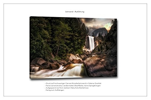 Voss Fine Art Photography Leinwandbild in Galerie Qualität. Wasserfall im Yosemite Nationalpark USA. Leinwand Foto aufgezogen auf Naturholz Keilrahmen als Kunst Wandbild | Bild