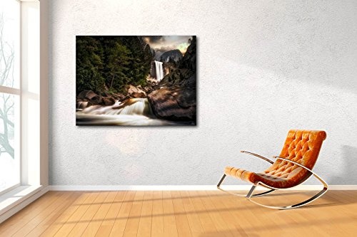 Voss Fine Art Photography Leinwandbild in Galerie Qualität. Wasserfall im Yosemite Nationalpark USA. Leinwand Foto aufgezogen auf Naturholz Keilrahmen als Kunst Wandbild | Bild