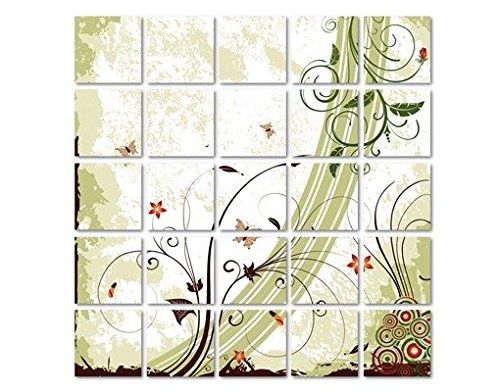 Leinwandbild Frühlingszeit 25-teilig Natur Blumen Blüten Ornamental Schnörkel, Leinwand, Leinwandbild XXL, Leinwanddruck, Wandbild