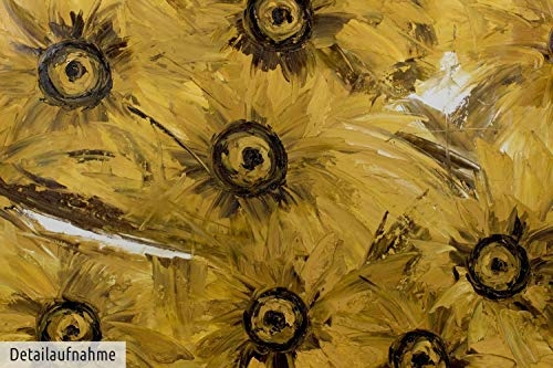 KunstLoft® XXL Gemälde Sonnenblumenzauber 200x100cm | original handgemalte Bilder | Abstrakt Blumen Gelb | Leinwand-Bild Ölgemälde einteilig groß | Modernes Kunst Ölbild