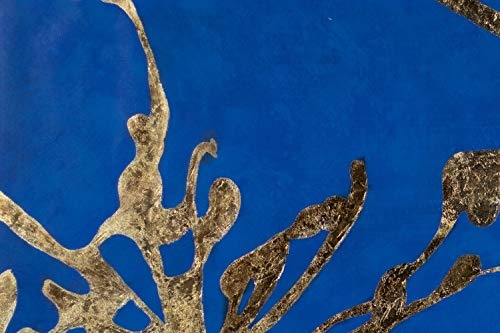 KunstLoft® XXL Gemälde Gilded Sea Flowers 180x120cm | original handgemalte Bilder | Blumen Abstrakt Blau | Leinwand-Bild Ölgemälde einteilig groß | Modernes Kunst Ölbild