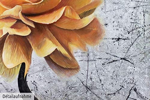 KunstLoft XXL Gemälde Frühlingsgelb 180x120cm | Original handgemalte Bilder | Modern Blume Gelb Grau | Leinwand-Bild Ölgemälde Einteilig groß | Modernes Kunst Ölbild