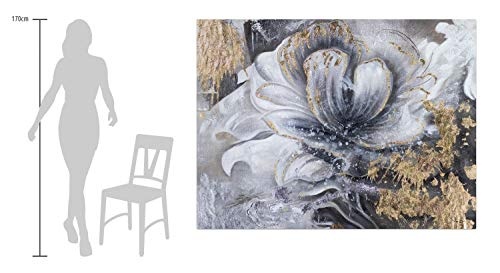 KunstLoft® XXL Gemälde White Elegance 200x150cm | original handgemalte Bilder | Modern Blume Grau Gold | Leinwand-Bild Ölgemälde einteilig groß | Modernes Kunst Ölbild