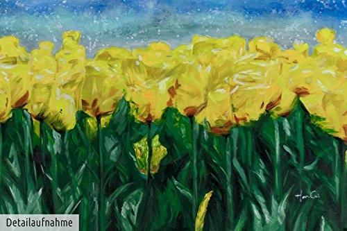 KunstLoft XXL Gemälde Verblühende Nacht 180x120cm | Original handgemalte Bilder | Modern Blume Nacht Gelb | Leinwand-Bild Ölgemälde Einteilig groß | Modernes Kunst Ölbild