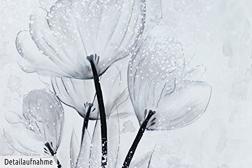 KunstLoft XXL Gemälde Eisblüte 150x150cm | Original handgemalte Bilder | Modern Blume Schnee Grau | Leinwand-Bild Ölgemälde Einteilig groß | Modernes Kunst Ölbild