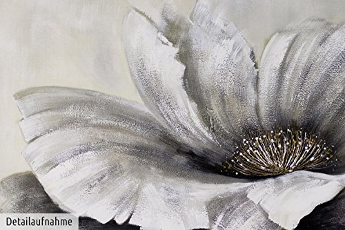 KunstLoft XXL Gemälde Farblose Schönheit 180x120cm | Original handgemalte Bilder | Modern Blume Weiß Grau | Leinwand-Bild Ölgemälde Einteilig groß | Modernes Kunst Ölbild