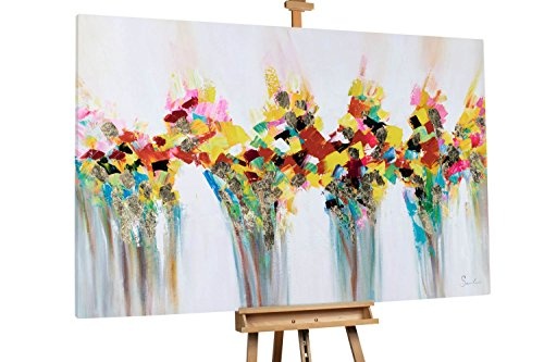 KunstLoft XXL Gemälde Blumenallerlei 180x120cm | Original handgemalte Bilder | Abstrakt Blume Strauß Bunt | Leinwand-Bild Ölgemälde Einteilig groß | Modernes Kunst Ölbild