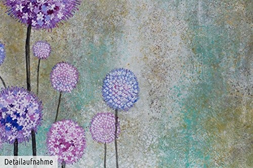KunstLoft XXL Gemälde Gedicht der Blumen 150x150cm | Original handgemalte Bilder | Blume Bunt Lila Türkis | Leinwand-Bild Ölfarbegemälde Einteilig groß | Modernes Kunst Ölfarbebild