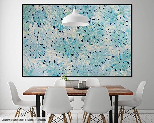 KunstLoft® XXL Gemälde Erstarrte Juwelen 180x120cm | original handgemalte Bilder | Blumen Blüten Blau Weiß | Leinwand-Bild Ölgemälde einteilig groß | Modernes Kunst Ölbild