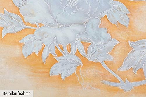 KunstLoft® XXL Gemälde Meaningful White 180x120cm | original handgemalte Bilder | Abstrakt Blumen Orange Weiß | Leinwand-Bild Ölgemälde einteilig groß | Modernes Kunst Ölbild