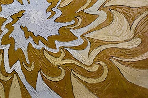 KunstLoft® XXL Gemälde Spin Off 180x120cm | original handgemalte Bilder | Abstrakt Braun Gelb Blumen Muster Wirbel | Leinwand-Bild Ölgemälde einteilig groß | Modernes Kunst Ölbild