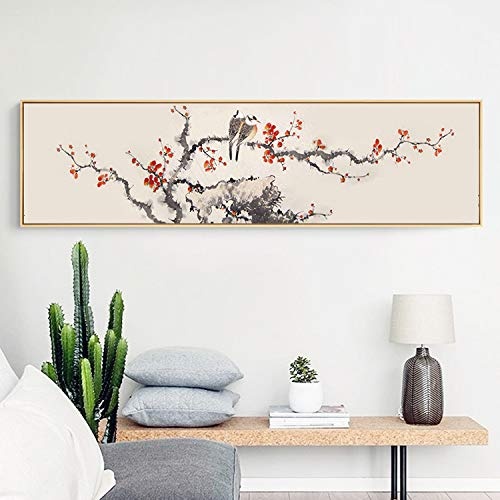 WICOEB Moderne Neue Chinesische Blumen- Und Vogelfahnenbett Dekorative Malerei, Die Salon-Sofahintergrund-Wandbildwandgemälde Hängt