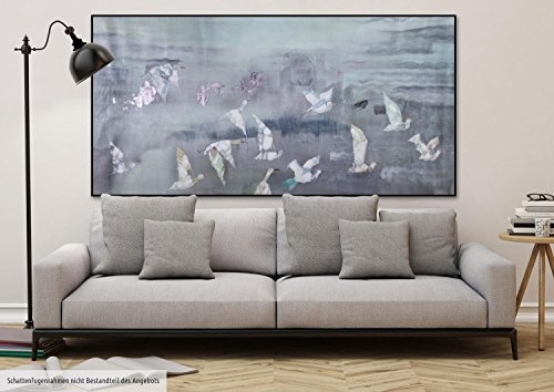 KunstLoft® XXL Gemälde Via Pontica 200x100cm | original handgemalte Bilder | Möwen Vögel Meer Grau | Leinwand-Bild Ölgemälde einteilig groß | Modernes Kunst Ölbild