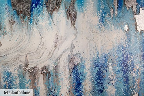 KunstLoft® XXL Gemälde Chiffres Bleus 200x100cm | original handgemalte Bilder | Abstrakt Blau Weiß Wolken Meer Himmel | Leinwand-Bild Ölgemälde einteilig groß | Modernes Kunst Ölbild