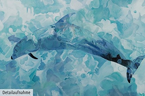 KunstLoft® XXL Gemälde Diving to Liberty 200x100cm | original handgemalte Bilder | Delphin Meer Blau Wellen | Leinwand-Bild Ölgemälde einteilig groß | Modernes Kunst Ölbild
